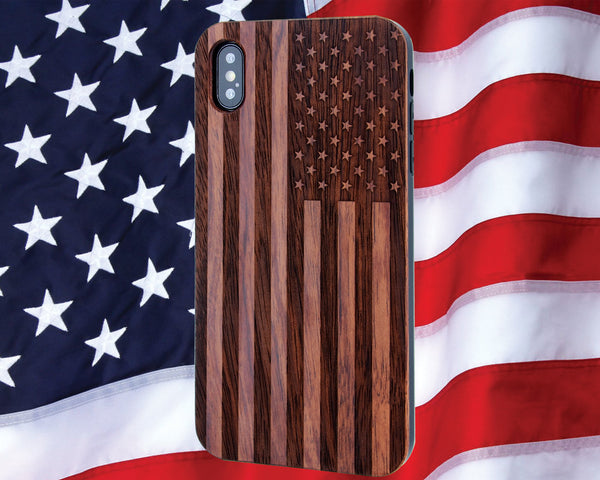 US Flag Wood Phone Case iProductsUS