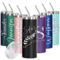 18oz Personalized Skinny Tumbler-Custom Engraved Name Insulated with Leak-Proof Lid
