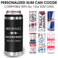 Personalized Slim Can Cooler - Custom Laser Engraved 12oz Stainless Steel Insulator for Hard Seltzer & Skinny Cans - Keeps Drinks Ice Cold 12+ Hours!