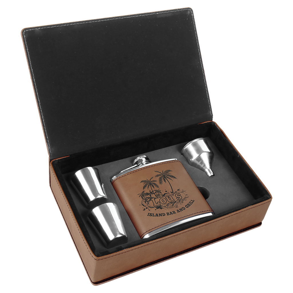 Personalized Flask Set in Leatherette Box