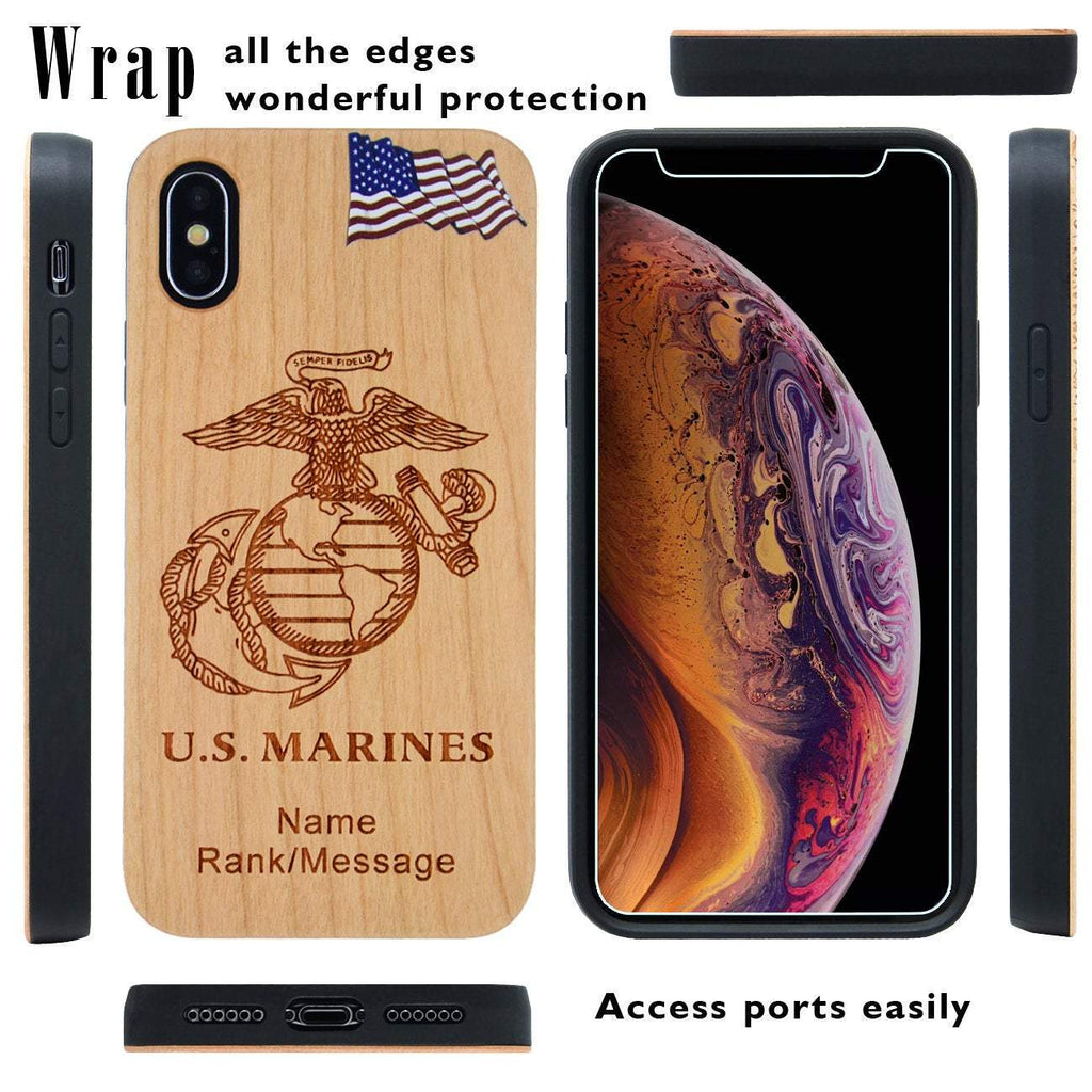 U S Marines flag Wood Case U S Marines flag Wood Case