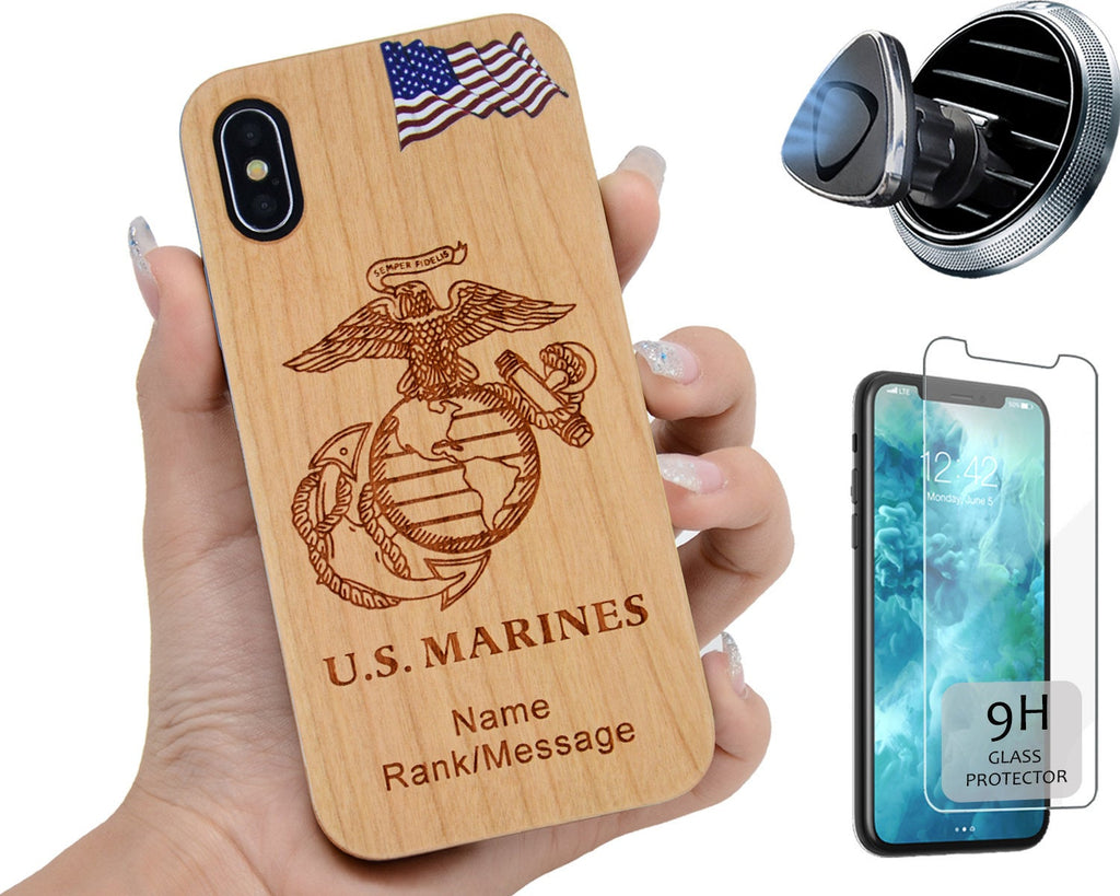 U S Marines flag Wood Case U S Marines flag Wood Case